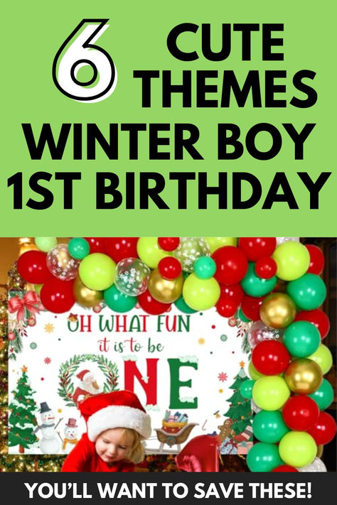 Oh What Fun It Is to Be One Christmas Theme - Festive green, red, and gold balloon arch and backdrop with Christmas-themed accents, including Santa hats, wreaths, and holiday cheer, great for a winter birthday close to Christmas. 1st Birthday In December, First Birthday Near Christmas, 1 Year Birthday Party Ideas December, First Birthday Themes January, Christmas Theme Birthday Party For Boys, 1st Birthday January Party Ideas, Baby’s First Birthday Ideas For Boys, Snow Much Fun To Be One, First Birthday Boy December