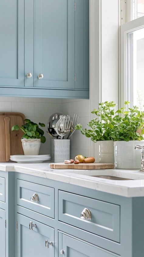 15 Trendy Blue Kitchen Cabinet Ideas: With Cool, Sophisticated Vibes - Planted Shack Cerulean Blue Kitchen Cabinets, Beach Glass Kitchen Cabinets, Light Aqua Kitchen Cabinets, Light Blue Kitchen Cabinets Gold Hardware, Aqua Kitchen Island, Oval Room Blue Kitchen Cabinets, Benjamin Moore Blue Kitchen Cabinets, Santorini Blue Cabinets, Small Blue Kitchen Ideas