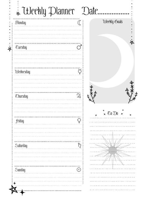 Witchy Monthly Planner, Witchy Weekly Planner, Witchy Printables Journal Pages, Witch Planner Pages, Witchy Planner Printables, Witch Planner Free Printable, Witchy Journal Pages, Pagan Printables, Witchcraft Printables