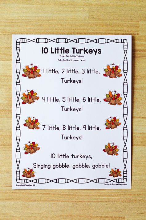 November Songs For Kids, Mr Turkey Song, Thanksgiving Rhymes Preschool, Hello Mr Turkey Song, Thanksgiving Fingerplays For Preschoolers, All About Turkeys Preschool, Turkey Poems Preschool, 10 Little Turkeys, Preschool Thanksgiving Songs And Poems