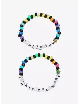 Hate You Rainbow Best Friend Beaded Bracelet Set, Matching Bead Bracelets For Friends, Matching Bracelets For Best Friends Diy, Bestie Bracelet Ideas, Matching Kandi Bracelets For Friends, Matching Diy Bracelets, Candy Bracelet Ideas, Beaded Friendship Bracelet Ideas, Matching Bestie Bracelets, It Bracelets