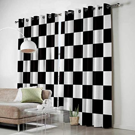 Checkered Curtains, Car Themed Bedrooms, Boy Toddler Bedroom, Country Curtains, Bedroom Black, Checkered Flag, Hanging Curtains, Curtains Bedroom, Curtain Panels