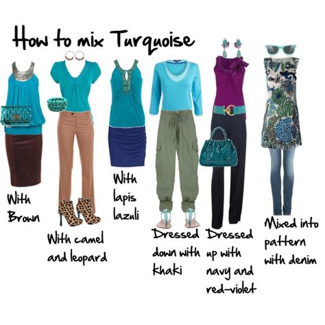 How to Mix Turquoise by imogenl on Polyvore Turquoise Outfit, Mode Ab 50, Camel Dress, Inside Out Style, Image Consulting, Fashion Forecasting, Wardrobe Planning, How To Mix, Bright Spring