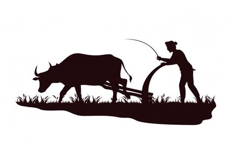 Stock vector silhouette farmer plowing c... | Premium Vector #Freepik #vector #man #nature #animal #sky Farmers Tattoo, Carabao Drawing, Animal Logo Design Inspiration, Farmer Tattoo, Farmer Painting, Agriculture Photography, Cow Logo, Indian Illustration, Animal Logo Design