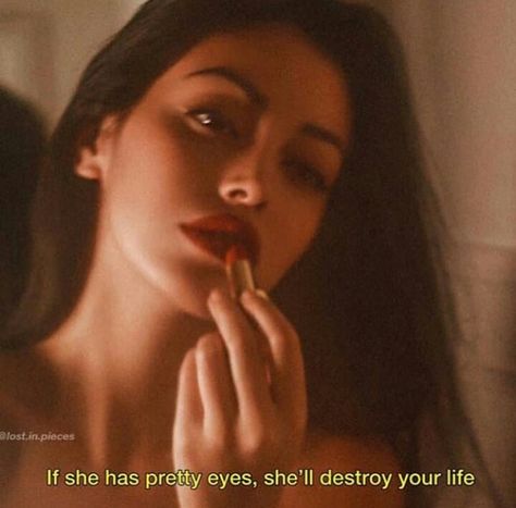 If she has pretty eyes, she'll destroy your life. | #lines #caption #quote Green Eyes Captions Instagram, Captions For Eyes Instagram, Devil Quotes, Short Instagram Quotes, Caption For Girls, Eye Quotes, Feminine Energy Aesthetic, Madding Crowd, Life Quotes Pictures