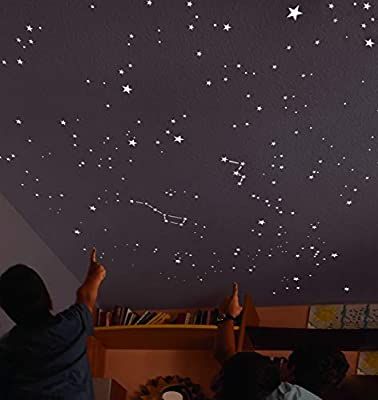 Glow In The Dark Constellation Ceilings, Bedroom Star Ceiling, Constellations On Ceiling, Glow In The Dark Stars On Ceiling Ideas, Glow In The Dark Stars On Ceiling Aesthetic, Constellation Ceiling Bedrooms, Black Ceiling With Stars, Glow Stars On Ceiling, Glow In The Dark Ceiling Stars