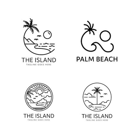 Tropical Logos Design, Beach Logos Ideas, Beach Logo Ideas, Island Logo Design Ideas, Palm Tree Logo Design Ideas, Tropical Logo Design Ideas, Beach Logo Design Ideas, Paradise Logo Design, Palm Logo Design