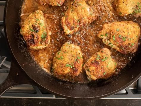 Get Chicken Thighs with Creamy Mustard Sauce Recipe from Food Network Ina Garten Chicken Recipes, Ina Chicken, Ina Garten Chicken, Best Chicken Thigh Recipe, Mustard Sauce Recipe, Barefoot Contessa Recipes, Creamy Mustard Sauce, Brown Chicken, Ina Garten Recipes