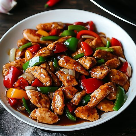 Easy Chinese Black Pepper Chicken Stir Fry - My Home Made Recipe Black Pepper Chicken Stir Fry, Pepper Chicken Stir Fry, Easy Chicken Pot Pie Casserole, Cheddar Drop Biscuits, Stuffed Bell Peppers Chicken, Green Pepper Recipes, Sweet Pepper Recipes, Chicken Crisps, Chicken Asian