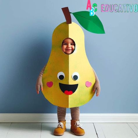 Fruits Fancy Dress For Kids, Fruit Costumes For Kids, Fruit Fancy Dress, Banana Costume, Fruit Costumes, Fruit Crafts, Hand Crafts For Kids, Fancy Dress For Kids, Preschool Crafts