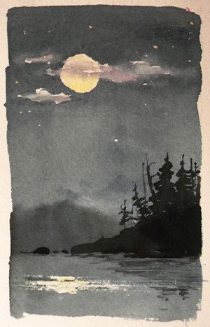 watrecolor 강아지 그림, 수채화 그림, Watercolor Inspiration, The Night Sky, Watercolor Landscape, 그림 그리기, Ink Drawing, Painting Inspiration, Night Sky