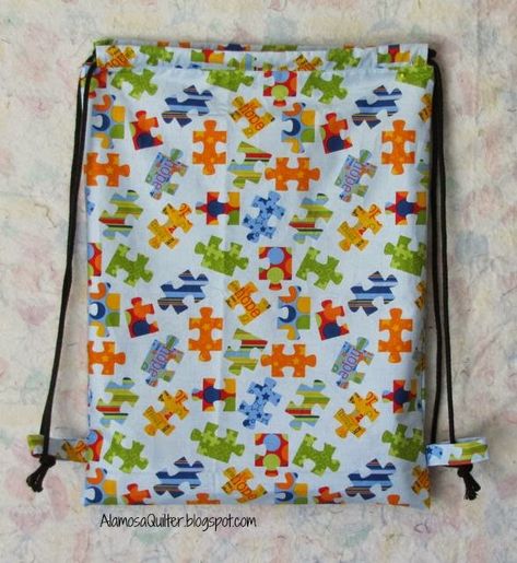 Potato Chip Block, Quilted Bag Patterns, Long Edges, Cinch Sack, Sleepover Bag, Cinch Bag, Operation Christmas Child, Seam Allowance, Bag Fabric