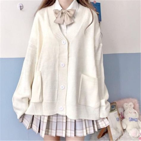 a424ed4bd3a7d6aea720b86d4a360f75desc48991050ri Preppy Mode, Cardigan Y2k, Outfit Cardigan, The Cardigans, Autumn Sleeve, Solid Sweaters, Cute Cardigans, Cardigan Women, Ulzzang Fashion