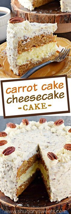 Carrot Cake Cheesecake Cake Cheesecake Cake Recipes, Homemade Carrot Cake, Patisserie Fine, Carrot Cake Cheesecake, Shugary Sweets, Cake Cheesecake, Cheesecake Cake, Delicious Cream, Cakes And Pies