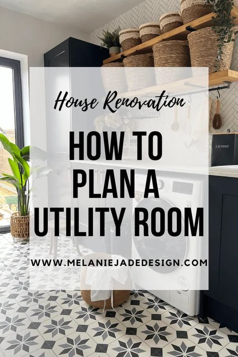 One of the most requested rooms when people are searching for a new house is space for a utility or laundry room! Here are some ideas on how to make the most of this small but important room and how to fit in lots of storage space. #melaniejadedesign #utilityroom #laundryroom #bootroom #homedecorideas Utility Room Layout Design, Cool Utility Room Ideas, Small Utilities Room Ideas, Huge Utility Room, Utility Layout Ideas, Storage Ideas Utility Room, Best Utility Room Ideas, Shelving Utility Room, Laundry / Mud Room