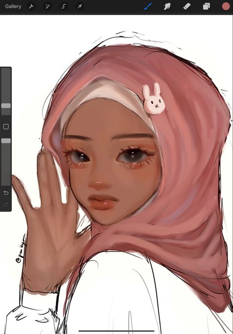 Hijab Styles Drawing, Jelly Art Reference, Jelly Artstyle Traditional, Yumkyuum Art, Jelly Drawing Style, Jelly Art Style Full Body Drawing, Bubble Art Style, How To Draw Hijab, Hijab Drawing Reference