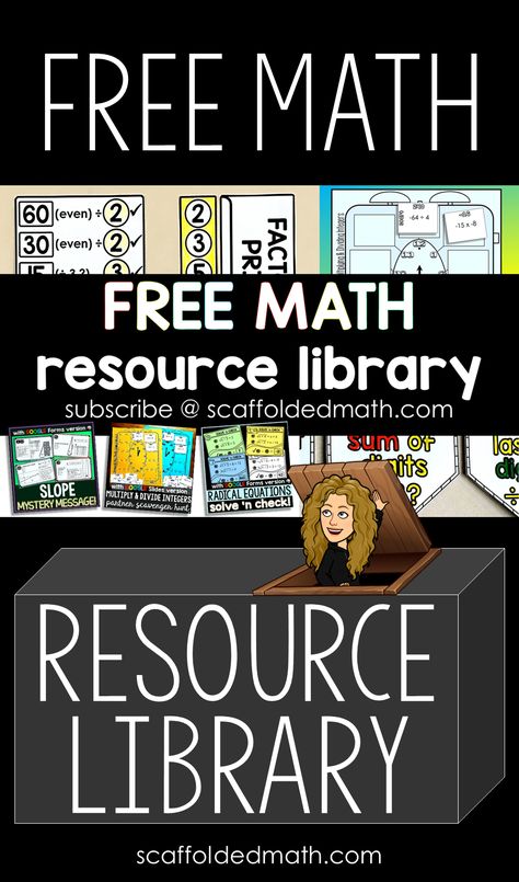 Scaffolded Math free resource library. Math resources for middle and high school math for free! Math word wall references, math pennants, digital math activities with printable pdf options all free to your inbox. scaffoldedmath.com Math Pennants, Parenting Topics, Radical Equations, Math Word Wall, Dividing Integers, Divisibility Rules, Remote Teaching, Teaching 6th Grade, Free Math Resources