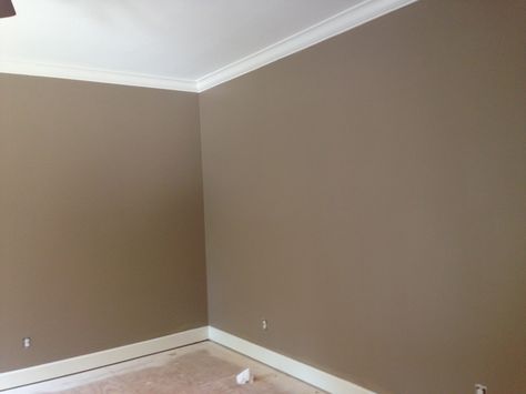 Benjamin Moore Alexandria Beige Dark Beige Walls Living Room, Dark Tan Bedroom Walls, Dark Beige Bedroom Walls, Dark Beige Paint Colors, Dark Beige Room, Alexandria Beige Benjamin Moore, Benjamin Moore Alexandria Beige, Dark Beige Paint, Dark Beige Bedroom