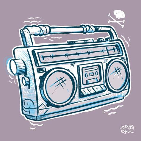 Tonights sketch. A boom box. A ghetto blaster. Rock box. Radio... Whatever you call them. They are cool and I drew one. Boom Box Drawing, Boombox Drawing, Radio Drawing, Boombox Art, Boombox Design, Tattoo Portfolio Ideas, Box Radio, Rock Box, New Sketchbook