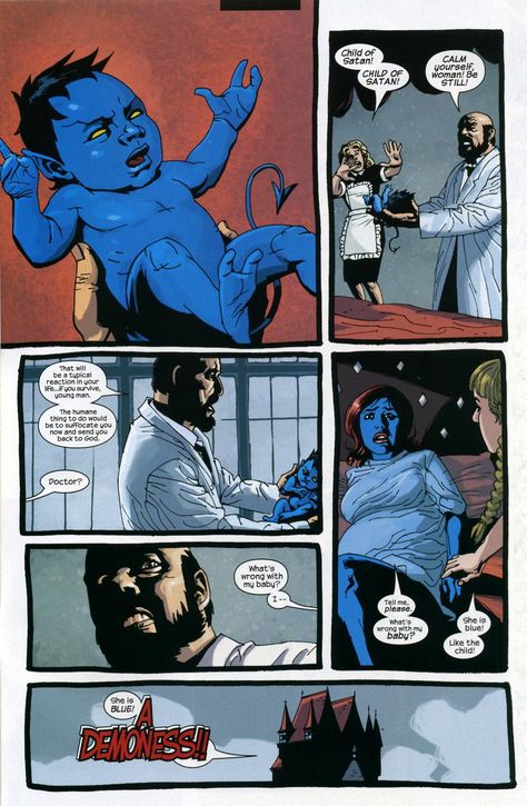 Nightcrawler is Mystique's son... Nightcrawler And Mystique, Nightcrawler Art, Mystique Marvel, Nightcrawler Xmen, Blue Elf, Kurt Wagner, Baby Avengers, Marvel Xmen, Univers Dc