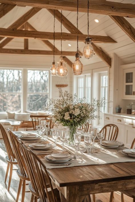 Rustic Chic Dining Room Decor, Rustic Chic Dining Room, Home Gathering, Cottage Dining Rooms, Modern Farmhouse Dining Room, Casa Clean, Chic Dining Room, House Dining Room, Modern Farmhouse Dining