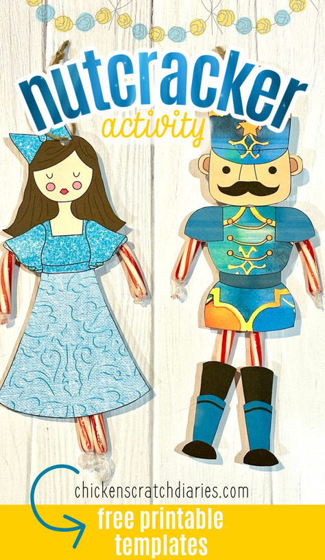 Ballerina and nutcracker craft with text "Nutcracker activity" The Nutcracker Activities For Kids, Nutcracker Activities For Kids, Nutcracker Crafts For Kids, Simple Nutcracker, Nutcracker Activities, Nutcracker Printable, Nutcracker Aesthetic, Gingerbread Tea, Printable Ornaments