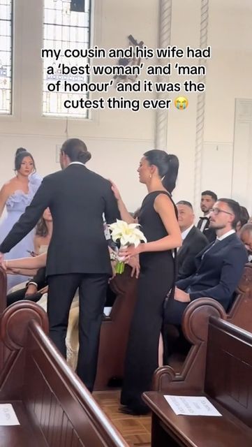 Carats & Cake on Instagram: "Best Woman, “groomsmaid”, Man of Honor—we are all in favor of couples rewriting the narrative when it comes to traditional wedding party roles in favor of their loved ones. #caratsandcake 🎥: @carlawehbe" Best Woman In Wedding, Worst Best Man, Bridal Party With Man Of Honor, Honoring Married Couples At Wedding, Man Of Honor Wedding, Man Of Honor, Sand Cake, Small Backyard Wedding, Man Of Honour