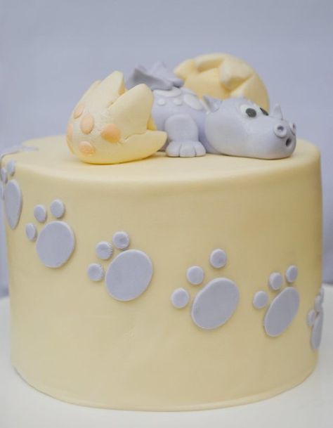 Dragon Baby Shower Cake | Claire-Elisa | Flickr Baby Shower Cakes Neutral, Dragon Baby Shower, Egg Party, Dragon Cakes, November Baby, Dino Cake, Mythological Creature, Dragon Cake, Dinosaur Birthday Cakes