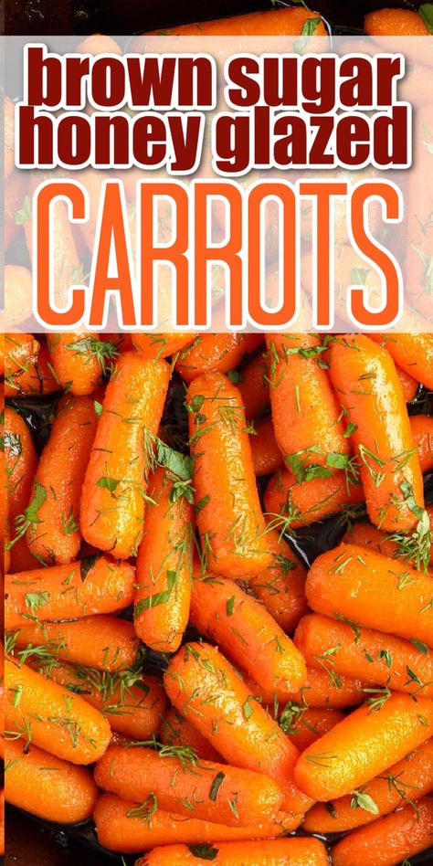 These tender, but crisp brown sugar honey glazed carrots are a tad sweet and full of flavor! Such a simple vegetable side dish that is ready in under 30 minutes! Sweet Honey Glazed Carrots, Honey Carrot Recipes, Honey Glaze Carrots, Easy Glazed Carrots Recipe, Sweet Glazed Carrots Recipe, Best Glazed Carrots Recipe, Oven Glazed Carrots, Healthy Glazed Carrots, How To Make Glazed Carrots