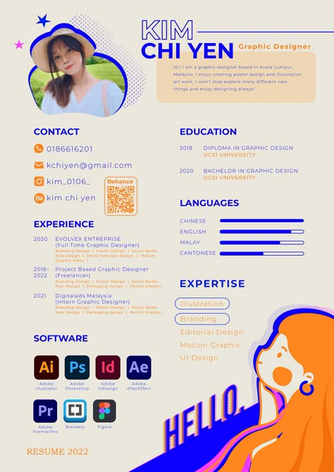 Cv Of Graphic Designer, Artistic Resume Design, Grafic Design Portfolio Inspiration, Graphic Design Curriculum Vitae, Artistic Cv Design, Fun Cv Design, Graphic Designer Portfolio Design Layout, Self Portfolio Design, Cute Cv Design