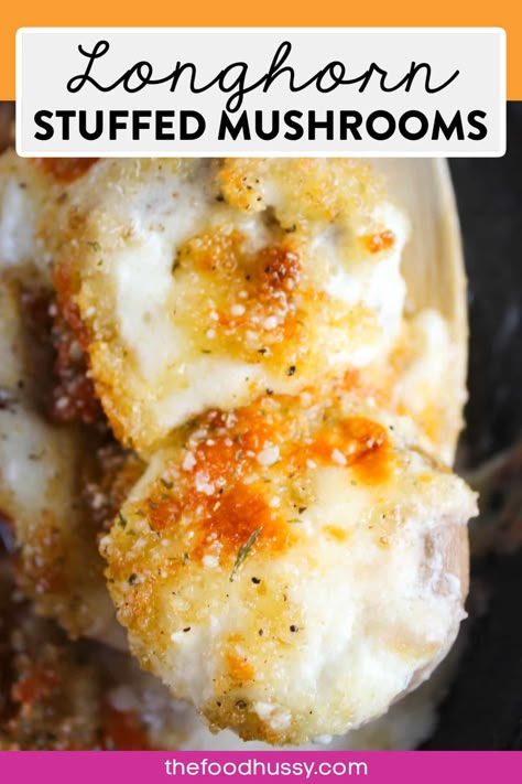 Long Horn Mushrooms Recipe, Longhorn Parmesan Crusted Mushrooms, Longhorn Steakhouse Mushrooms, Longhorn Mushroom Copycat, Creamy Stuffed Mushrooms, Longhorn White Cheddar Stuffed Mushrooms, Longhorn Steakhouse Recipes Appetizers, Long Horn Cheese Stuffed Mushrooms, Outback Mushrooms Copycat Recipes