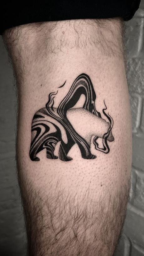 American Traditional Grizzly Bear Tattoo, Traditional Japanese Bear Tattoo, Bear With Salmon Tattoo, Bear Trap Tattoo Design, Abstract Bear Tattoo, Bear Calf Tattoo, Bear And Bunny Tattoo, Vintage Animal Tattoo, Abstract Animal Tattoo