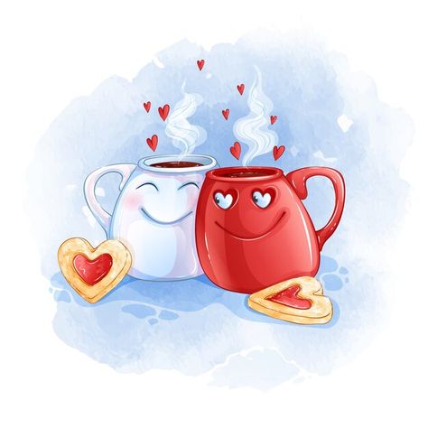 Valentines Day Drawing, Hello Monday, Heart Shaped Cookies, Whatsapp Dp Images, Dessin Adorable, Hot Tea, Jena, Valentines Cards, San Valentino