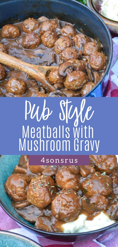 Mushroom Gravy Meatballs, Frozen Meatball And Gravy Recipes, Meatballs With Mushroom Sauce, Frozen Meatballs And Gravy Easy, Frozen Meatballs Dinner Ideas Easy, Frozen Meatballs And Gravy, Meatballs And Mushroom Gravy, Frozen Meatball Dinner Ideas, Recipes With Frozen Meatballs