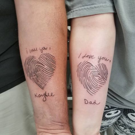 Thumbprint Tattoo, Dad Daughter Tattoo, Fingerprint Tattoos, Small Wave Tattoo, Father Daughter Tattoos, Mom Daughter Tattoos, Father Tattoos, Tattoo For Son