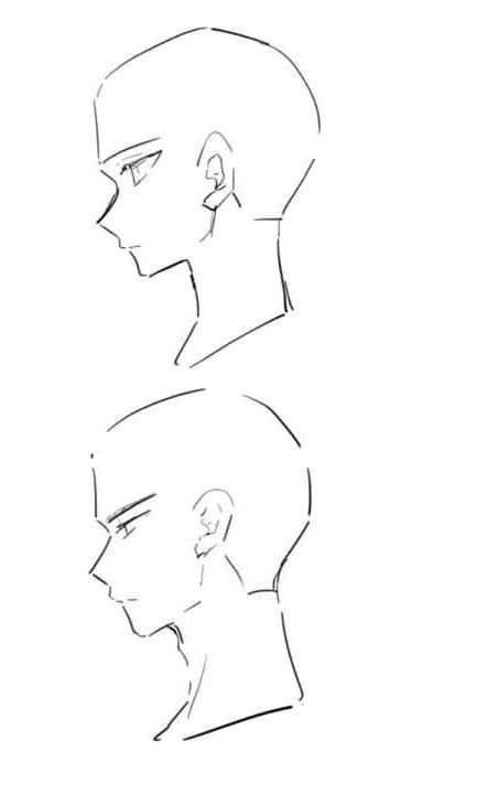 Side People Drawing, Side Profile Shading Reference, Head Refrence Art, Anime Head Reference Angles, Short Hair Men Drawing, Cap Reference Drawing, Turning Head Reference, Drawing Poses Face, Anime Head Poses