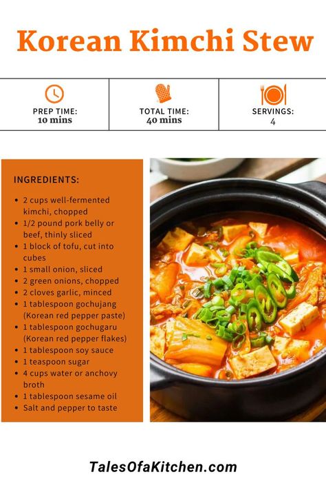 Korean Kimchi Stew Korean Kimchi Stew, Kimchi Stew Recipe, Korean Food Kimchi, Kimchi Stew, Best Korean Food, Fermented Kimchi, Korean Kimchi, Kimchi Recipe, Spicy Korean