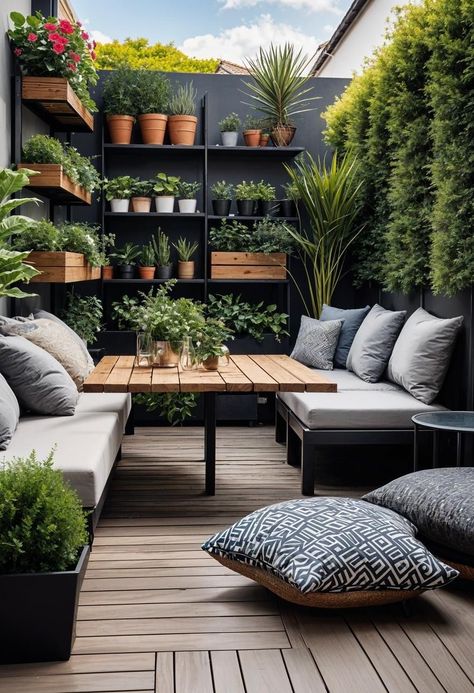 Small Square Landscaping Ideas, Outdoor Plant Garden, Small Outside Space Ideas, Small Outdoor Corner Ideas, Small Green Backyard, Outdoor Living Inspiration, Small Townhouse Garden Ideas, Cute Small Garden Ideas, Small Square Patio Ideas