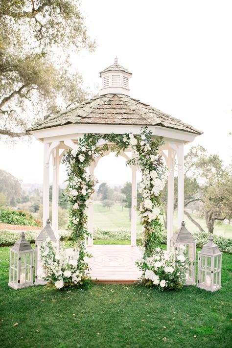 Gallery - Timeless Charm Outdoor Wedding Ideas Wedding Gazebo Flowers, Gazebo Wedding Ceremony, Gazebo Wedding Decorations, Painted Invitations, Wedding At The Beach, Gazebo Decorations, Wedding Gazebo, Backyard Wedding Ideas, Garden Seat