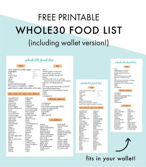 This Whole30 food list (with printable download) is your quick guide to knowing which foods are Whole30-compliant and which foods are not Whole30-compliant! And this printable Whole30 food list download can be printed out and tacked onto the fridge, and a smaller version is the size of a dollar - perfect for your wallet! #whole30 #list #printable #download #free #healthy #paleo #healthyliving #cleaneating #realfood Whole 30 Food List, Whole30 Food List, 30 Diet, Green Meals, Whole 30 Diet, Food Freedom, Place Making, Natural Coffee, Healthy Food List