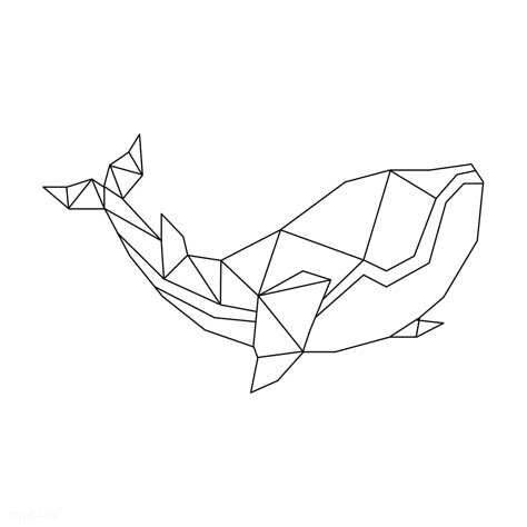 Geometric Art Animal, Linear Illustration, Polygon Art, Geometry Design, Geometric Drawing, Tape Art, Pola Sulam, Geometric Animals, A Whale