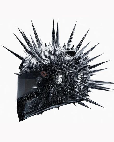 Spiked Punk Metal Helmet  by tec1n on Instagram Metal Helmet, Metal Spikes, Design 2023, Tom Petty, Motorcycle Design, Adventure Bike, Roller Derby, Bike Helmet, Motorcycle Helmet