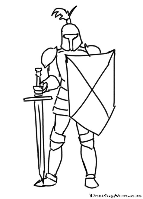 knight Knight Simple Drawing, Easy Knight Drawing, Drawings Of Knights, How To Draw A Knight, Knight Drawing Cartoon, Knight Drawing Easy, Medieval Knight Drawing, Knights Drawing, Knight Doodle