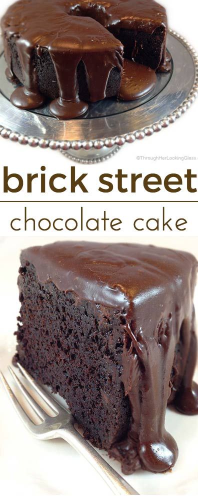 Famous Brick Street Chocolate Cake. Everything you dream of in a rich, dense chocolate cake. Secret ingredients. And a to-die-for ganache frosting. Dense Chocolate Cake, Brick Street, Cake Brownie, Ganache Frosting, Fudge Cake, Pudding Cake, A Piece Of Cake, Cakes And Pies, Banana Cake