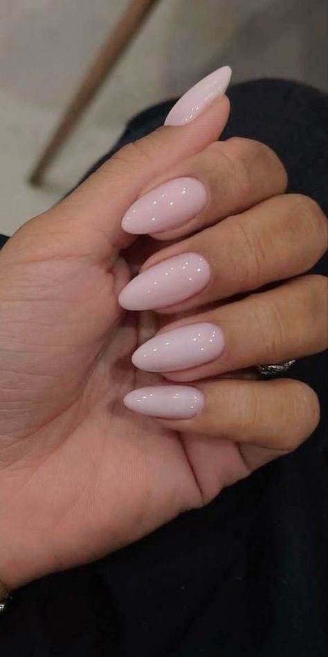 The cutest milky pink almond press on nails!! Click the link to purchase <3 Nails Simple Acrylic Almond, Neutral Alomd Nails, Almond Gel Extension Nails, Pretty Winter Nails Classy Almond, Simply Almond Nails, Almond Nails Pale Pink, Pink Milky Almond Nails, Almond Nails Designs Pink And White, Oval Pink And White Nails