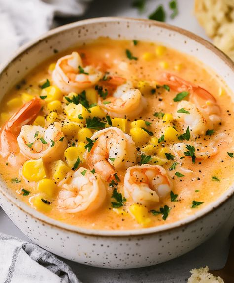 New Orleans Shrimp And Corn Bisqu Recipe Shrimp And Corn Soup Louisiana, Shrimp And Corn Bisque, Creamy Shrimp Enchiladas, Shrimp Enchiladas Recipes, Shrimp And Corn Soup, New Orleans Shrimp, Corn Bisque, Shrimp And Corn, Shrimp Corn