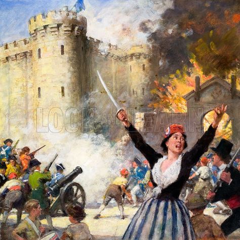 The storming of the Bastille during the French Revolution. There are random children sitting to the left French Revolution Drawing, French Revolution Painting, French Revolution Art, Madame Defarge, France Revolution, French Revolution Fashion, Storming Of The Bastille, Revolution Art, Funny Face Photo