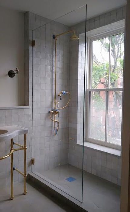 Walk In Tub Shower, Brownstone Boys, Laundry Bathroom Combo, Bathroom Loft, Home Restoration, Tub Enclosures, Shower Over Bath, Loft Bathroom, Walk In Tubs