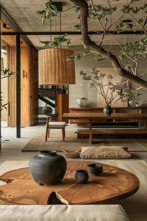 Japandi Plants: Integrating Greenery into Your Minimalist Decor - Quiet Minimal Japandi Plants, Minimalist Scandinavian Interior, Japanese Living Room, Koti Diy, Chair Rattan, Japandi Interior Design, Sustainable Interior Design, Japandi Interiors, Japandi Home