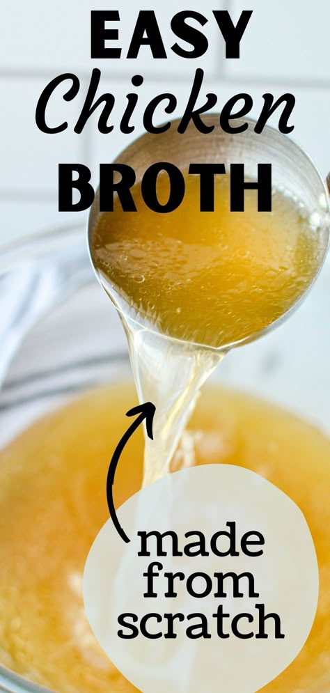 Easy Chicken Broth, Chicken Broth Soup, Homemade Chicken Broth, Meat Stock, Make Chicken Broth, Homemade Broth, Chicken Broth Recipes, Homemade Chicken Stock, Favorite Soups